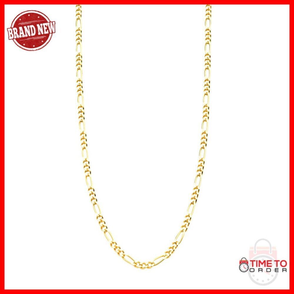 2.3mm Diamond-Cut Figaro Chain Necklace, 925 Sterling Silver or 18K Gold Plated